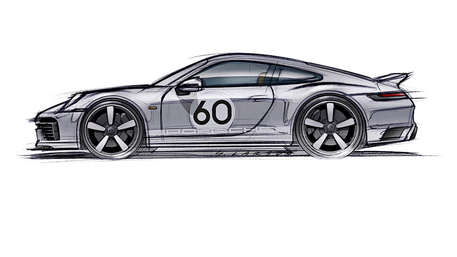 Bản phác thảo của huyền thoại Porsche 911 và hình ảnh chân thực của chiếc xe điện Polestar 3.